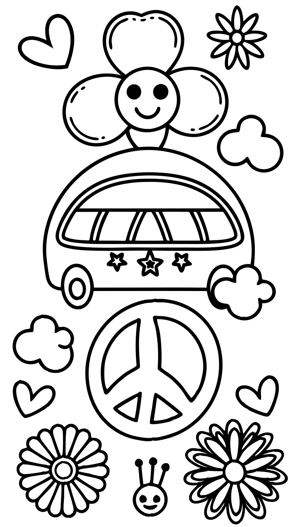 easy hippie coloring pages